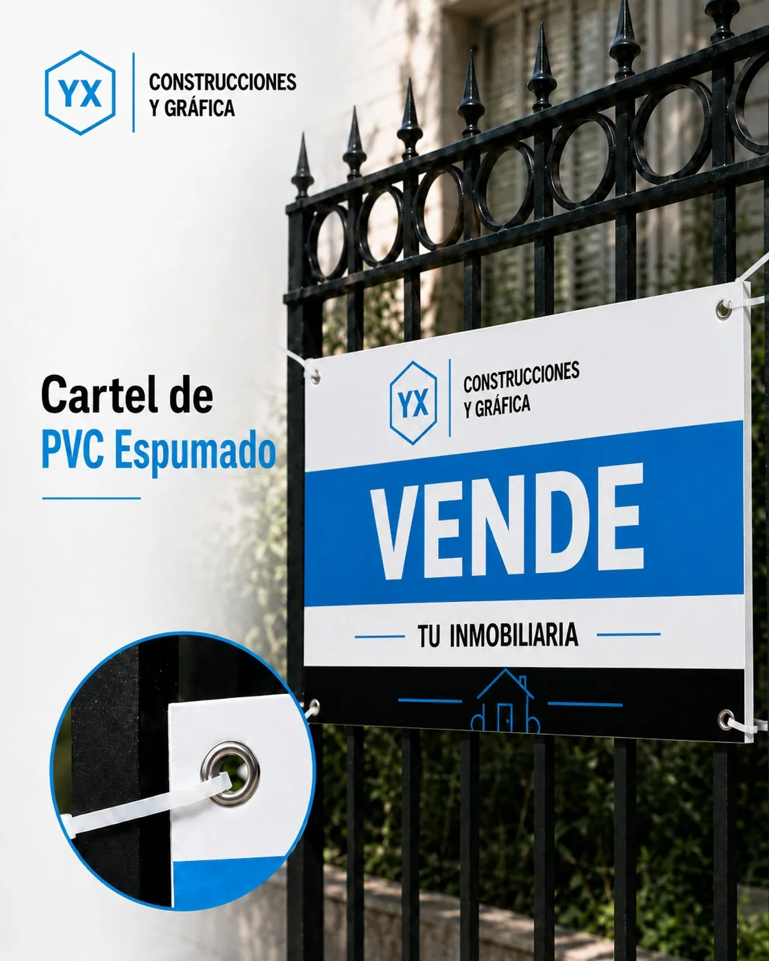 Cartel de PVC espumado para inmobiliarias.