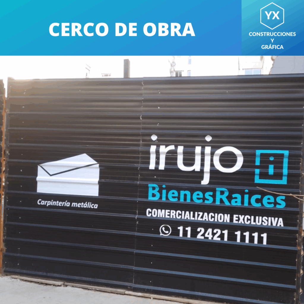Cerco de obra publicitario con gráfica en CABA